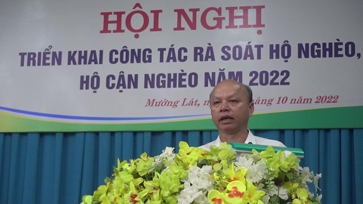 Đồng chí Trương Văn Bình – Trưởng phòng LĐTB và XH huyện khai mạc Hội nghị tập huấn.