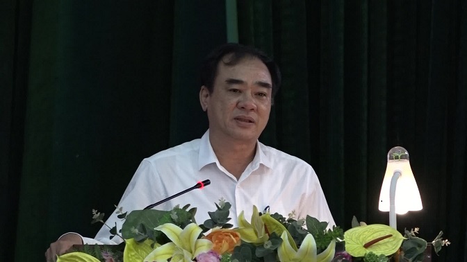 Đồng chí Hoàng Văn Dũng – UVBTVHU, Phó Chủ tịch Thường trực UBND huyện phát biểu khai mạc lớp tập huấn.