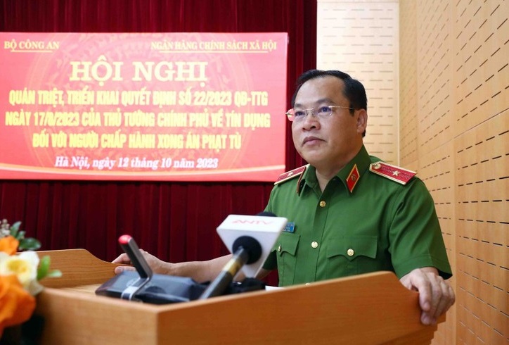 Thiếu tướng Nguyễn Văn Long, Thứ trưởng Bộ Công an phát biểu khai mạc Hội nghị.