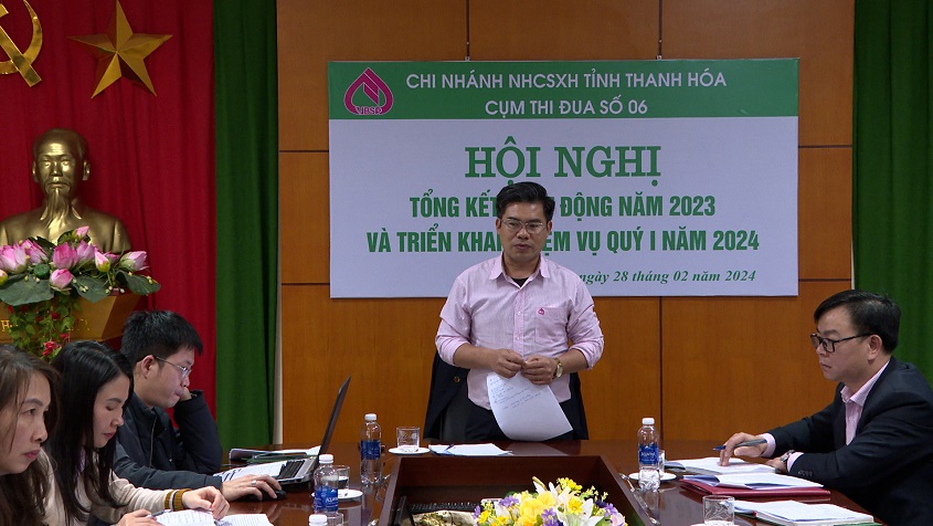 Đồng chí Nguyễn Ngọc Thanh, Phó Giám đốc Chi nhánh NHCSXH tỉnh phát biểu chỉ đạo tại Hội nghị.