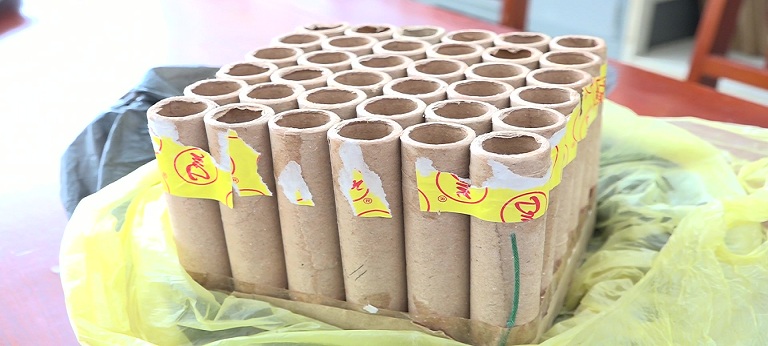 Giàn pháo có xuất xứ Trung Quốc được lực lượng Công an Mường Lát huyện thu hồi