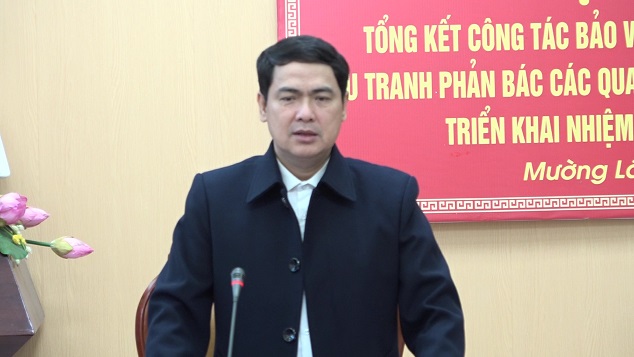 Đồng chí Triệu Minh Xiết – Phó Bí thư Thường trực Huyện ủy, Trưởng BCĐ 35 huyện phát biểu kết luận Hội nghị