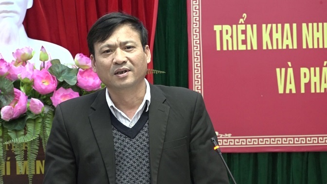Đồng chí Nguyễn Văn Bình - Phó Bí thư Huyện ủy - Chủ tịch UBND huyện phát động phong trào thi đua năm 2023