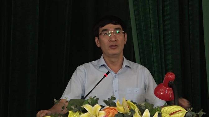 Đồng chí Nguyễn Ngọc Tiến - Ủy viên Ban Thường vụ, Trưởng Ban Nội chính Tỉnh ủy phát biểu chỉ đạo hội nghị
