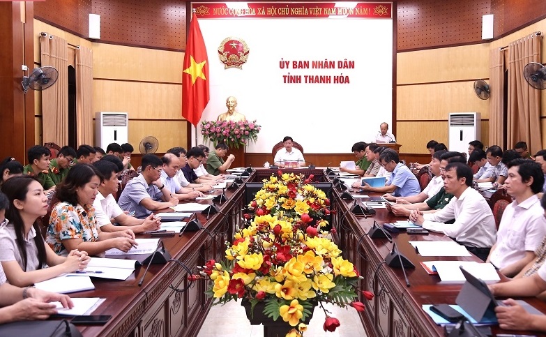 Toàn cảnh hội nghị tại điểm cầu Trụ sở UBND tỉnh.