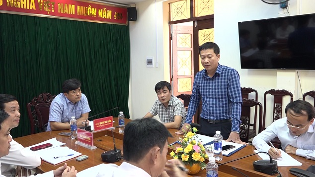 Lãnh đại Ngân hàng CSXH tỉnh phát biểu tại buổi làm việc.