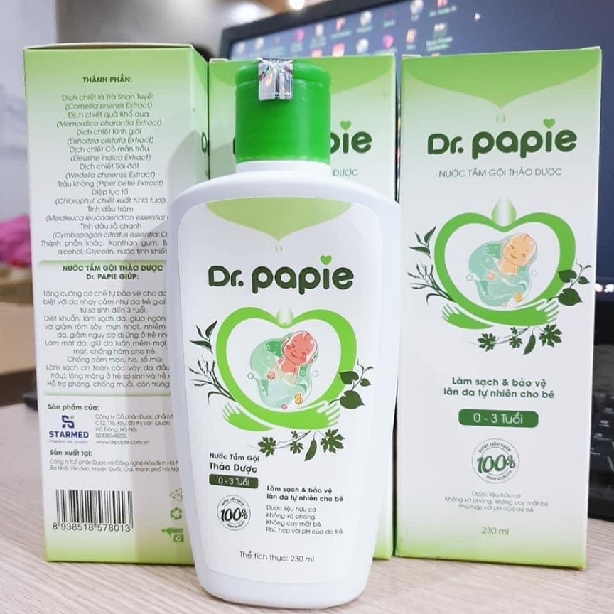 Nước tắm gội thảo dược Dr.Papie