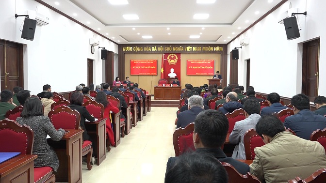 Quang cảnh Kỳ họp thường lệ cuối 2023, HĐND huyện khoá VI, nhiệm kỳ 2021 - 2026.