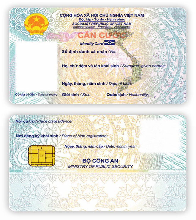 Mẫu thẻ căn cước cấp cho công dân từ 06 tuổi trở lên (Có ảnh ở mặt trước của thẻ căn cước)