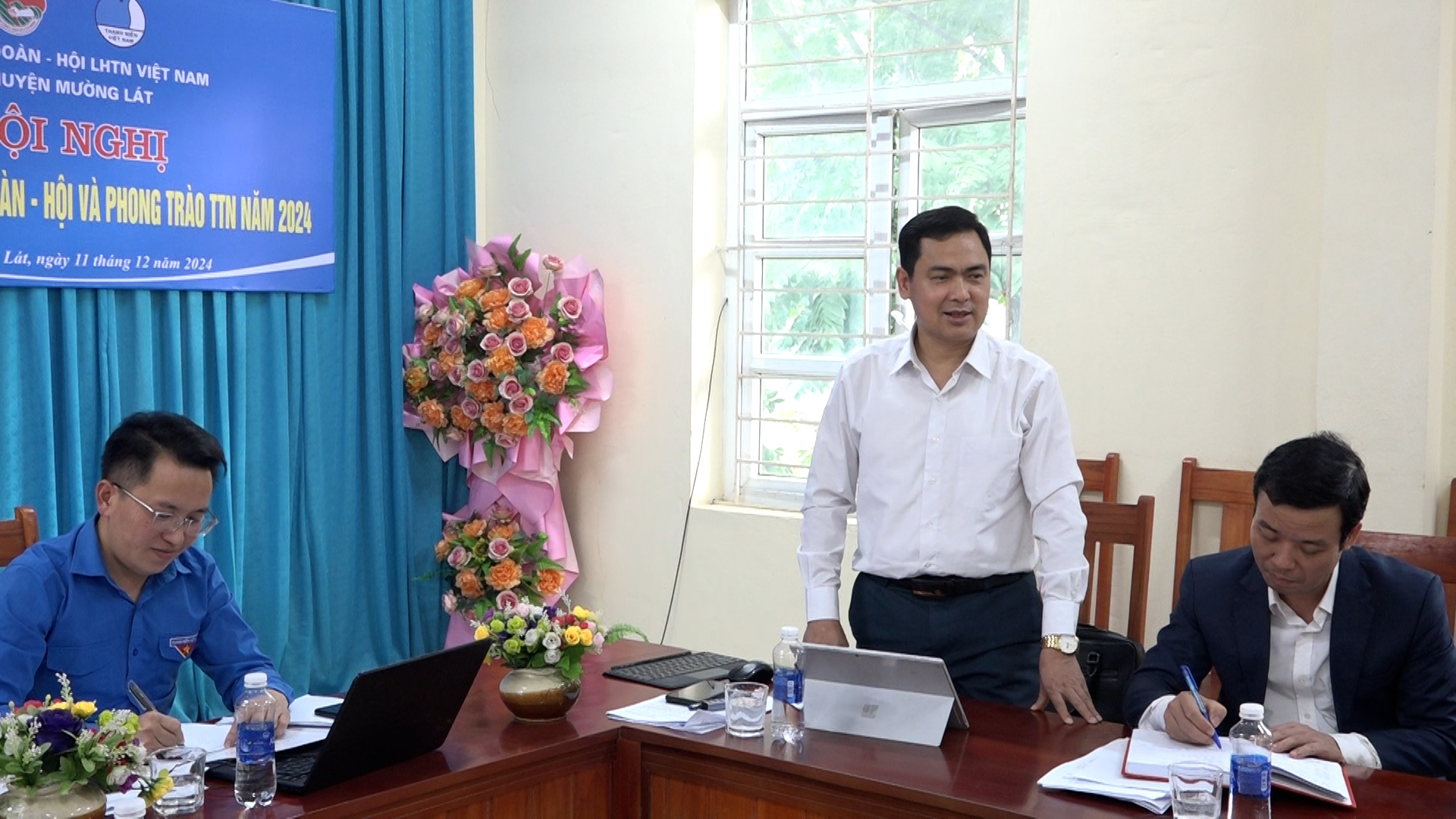 Phó Bí thư Thường trực Huyện ủy Triệu Minh Xiết phát biểu chỉ đạo tại hội nghị.